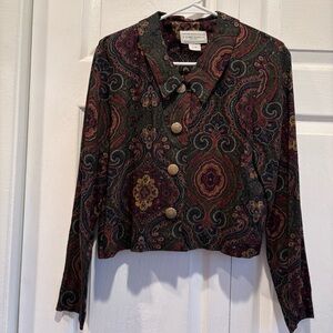 Vintage E.D. Michaels Green Paisley Long Sleeve Button Up Blouse - Size Medium